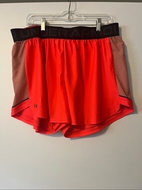 Under Armour Women’s Bright Orange Athletic Shorts with Contrast Waistband